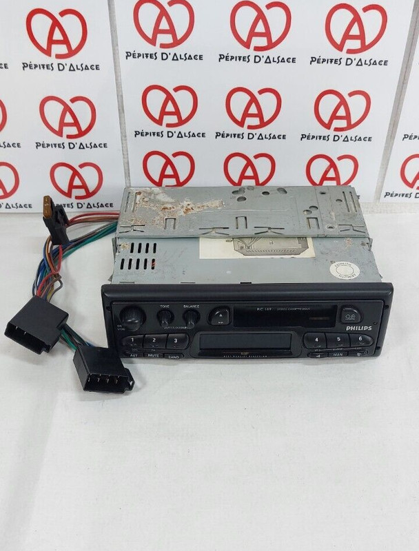 Autoradio RÉTro Philips Rc169 Lecteur Cassette StéRéO Radio Am/Fm Vintage Foncti