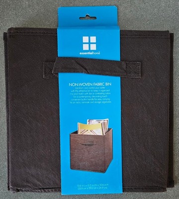 Fabric Bin Essential Home Brown Non-Woven 10.6''x10.6'' storage filing toys NEW!