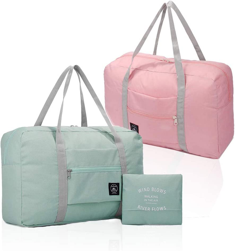 (2 Pack) Foldable Travel Duffel Bag, Waterproof Carry on Luggage Bag, Lightweigh