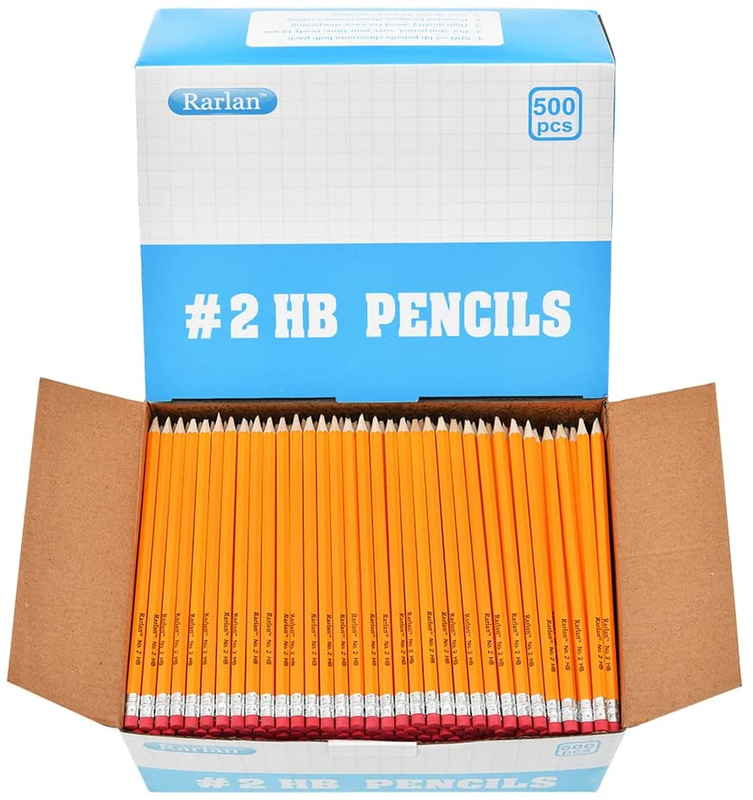 Wood-Cased #2 HB Pencils, Pre-Sharpened, 500 Count Bulk Pack