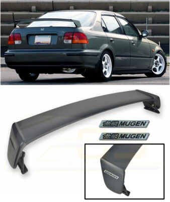 MUGEN Style JDM Rear Trunk Wing Spoiler BLACK Emblem Pair For 96-00 Civic Sedan