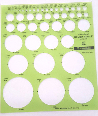 STAEDTLER Combo Circle Templates, #977 110, 5 Pieces, 45 Circles, NEW, USA