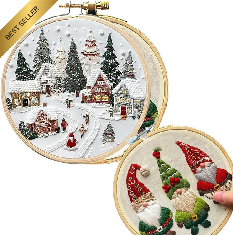 Christmas Embroidery Kit, with Pattern Christmas Embroidery Kits for Beginners D