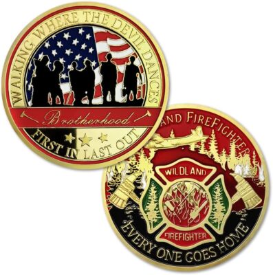 Wildland Firefighter Challenge Coin Thin Red Line Brotherhood Fire Rescue Coin