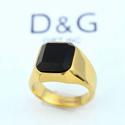 DG Men's Stainless Steel,Onyx Black,Gold plated Rings #8 9 10 11 12 13*Box