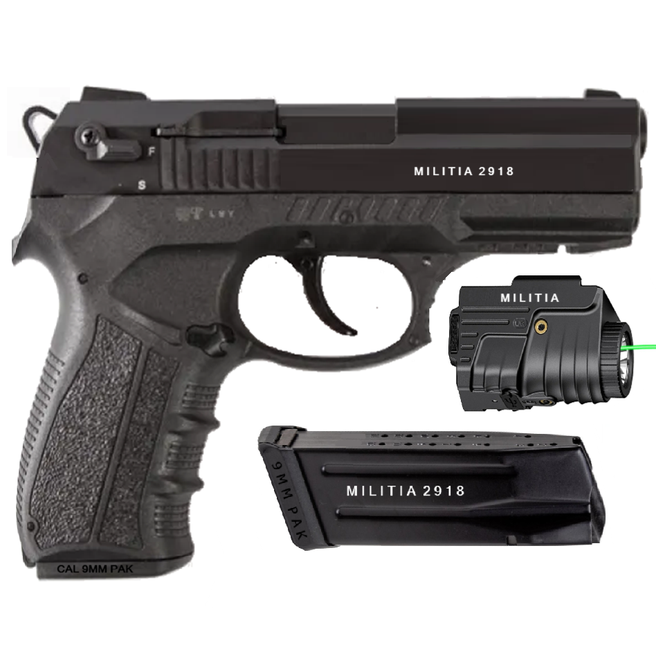 Militia 2918 Semi-Automatic 9mm Front Firing Blank Gun