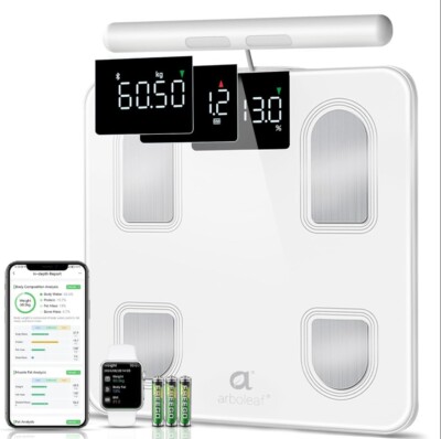 bilancia per grasso corporeo arboleaf con sensori manuali retrattili per analisi