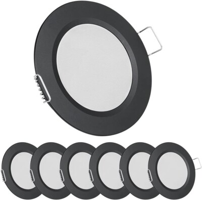 6PCS Black Edge Cold White 2.75'' Recessed LED Dimmable Thin Puck Light RV Boat