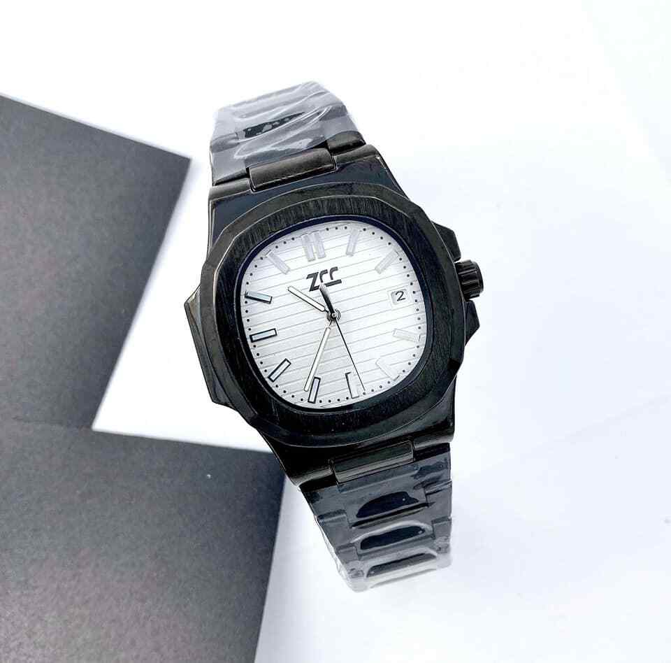 Orologio Polso ZCC 4400 Uomo Automatico Elegante Data Nero Fondo Bianco lac