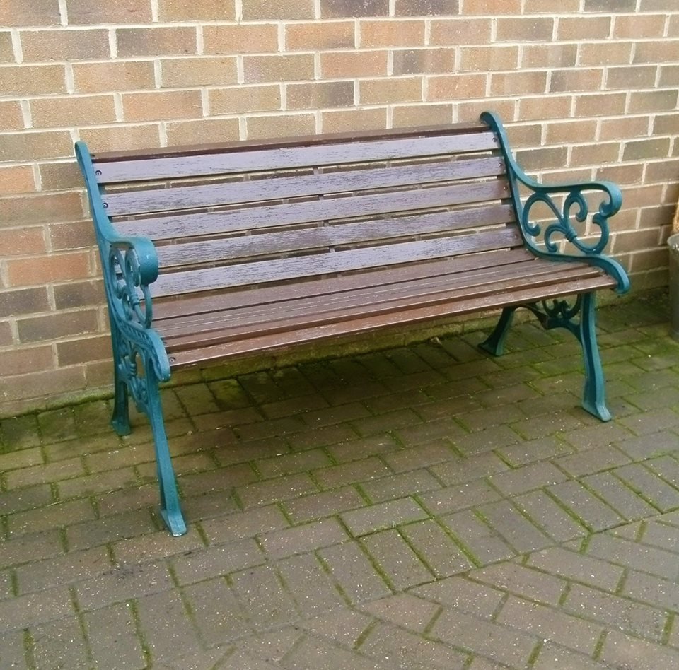 large cast iron garden / park bench in bradford, west