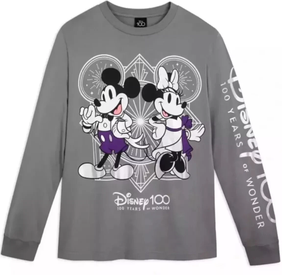 Disney Parks 100th Anniversary Mickey Minnie Mouse Long Sleeve Shirt L