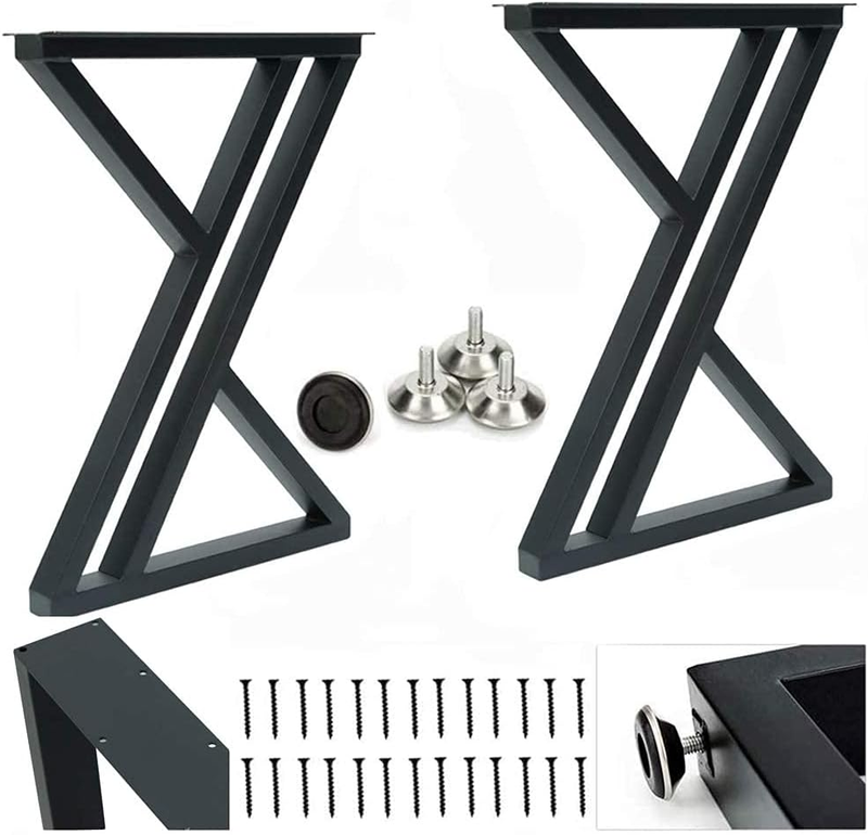 Metal Industrial Dining Modern Table Legs Desk Legs Base Cast Iron Welding Wrought Iron Coffee Table Bench Legs Night Stand Office Table 28 Inch Triangle Shape Black DIY (1 Set of 2 Pcs) 28