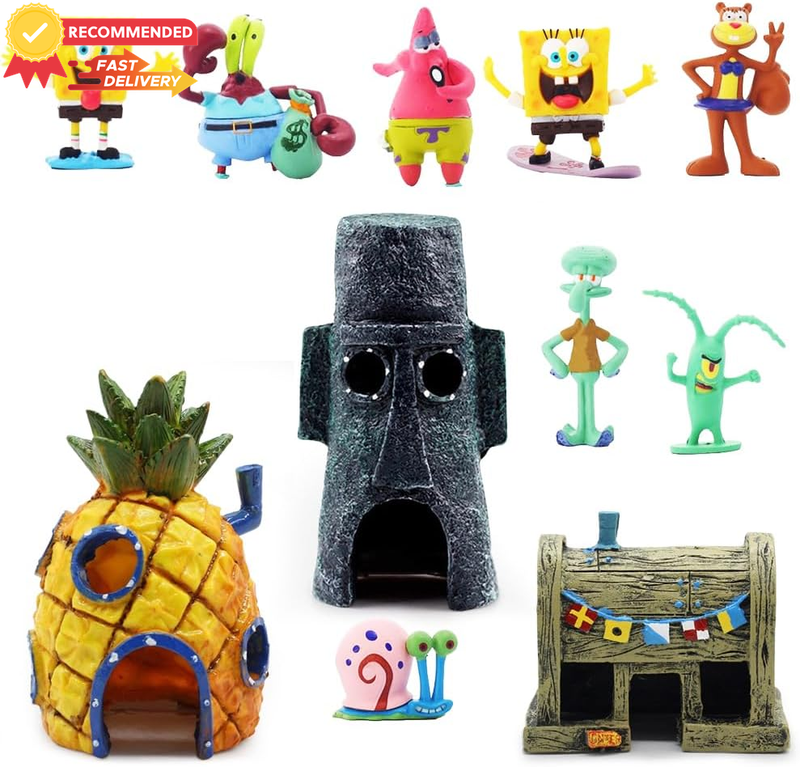 11Pcs Aquarium Pineapple House Ornaments, Resin Fish Tank Decor, Betta Caves