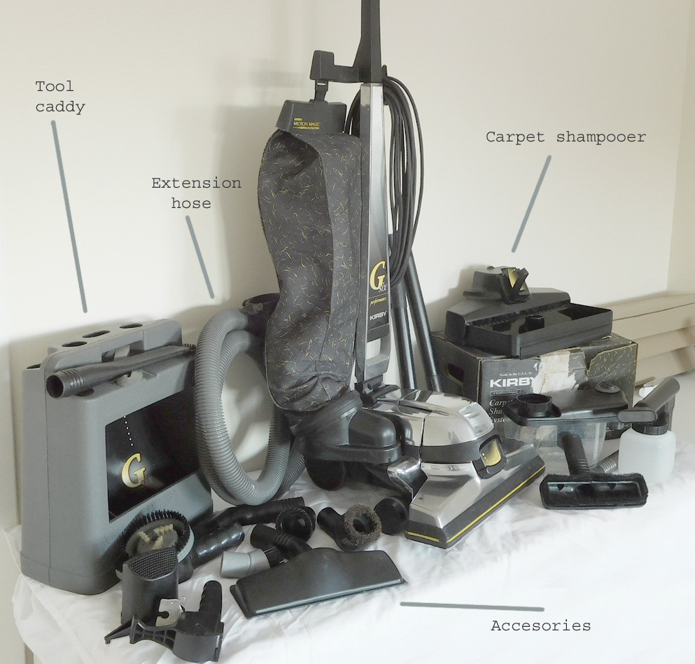 KIRBY G6 vacuum cleaner + attachments & shampooer, Tool caddy, VG