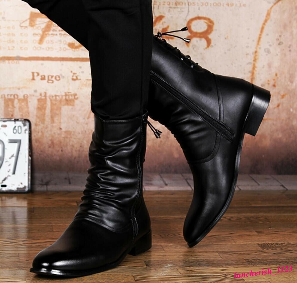 Calfoot（カルフット） Girls Faux Leather Corset Lace Up Low Heel Slouch Mid Calf