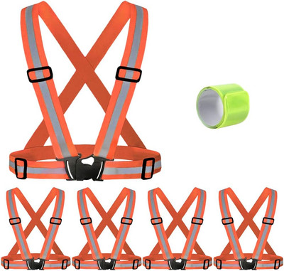 Safety Vest with 5 Pack,Reflective Belts Provides High Visibility for Men and Wo