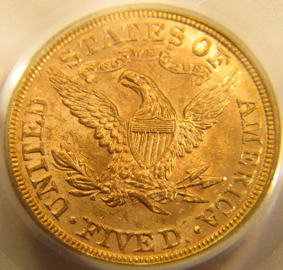 1893 $5 Five Dollar Gold LIBERTY HEAD HALF EAGLE  PCGS MS 61 OGH UNC 1218670EB