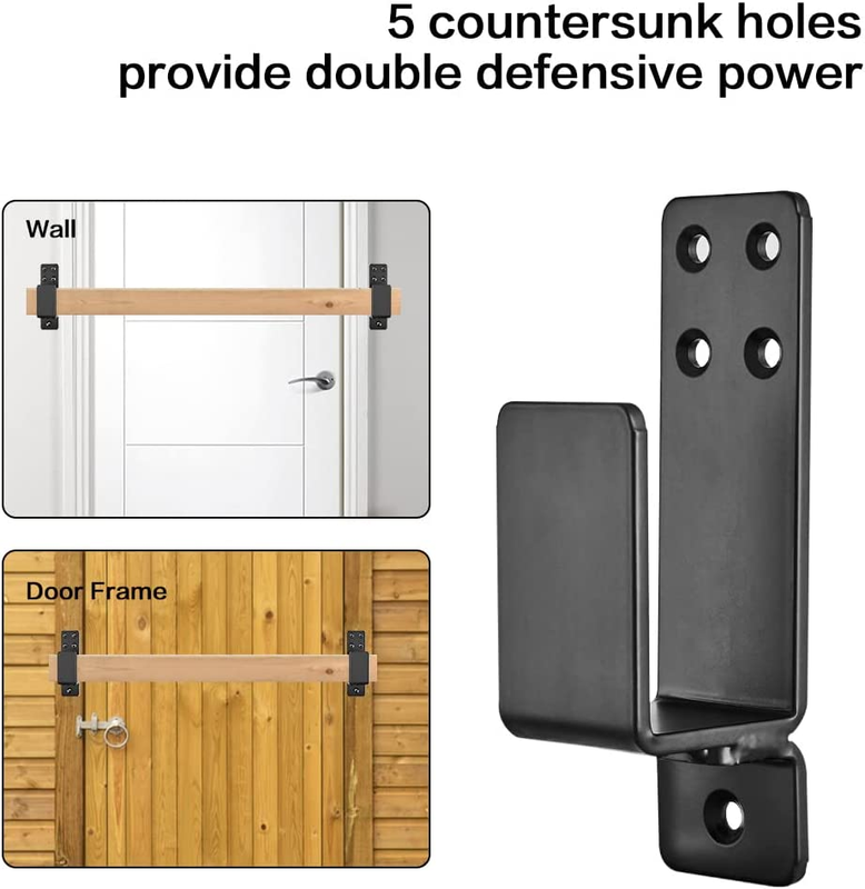 Door Barricade Brackets, 2 Pack Drop Open Bar Holder for Home Security, 2x4 Bar