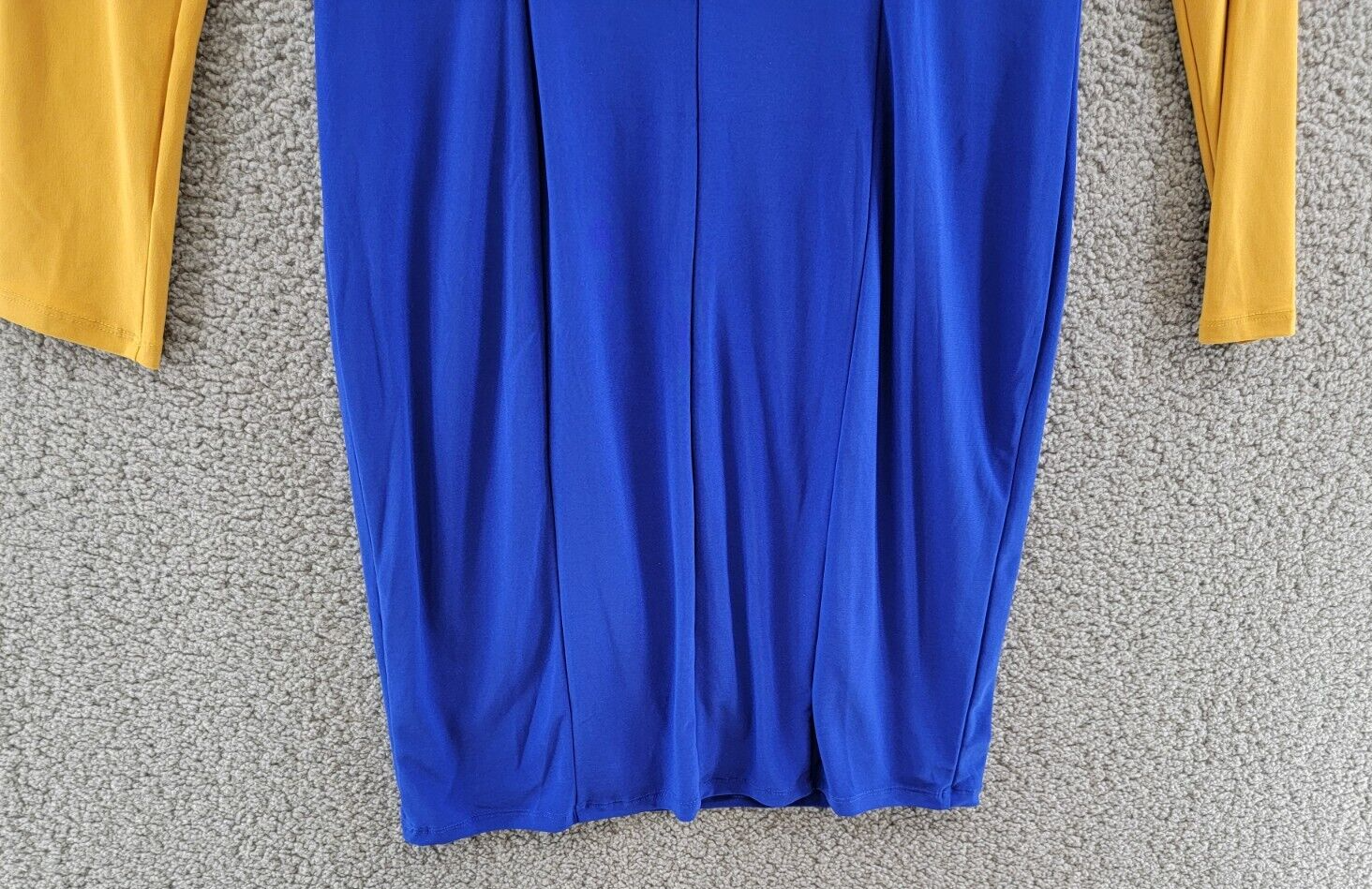 KASPER Colorblock Knot-Neck Sheath Dress Women's S Royal Blue/Gold Pullover L/S - Picture 11 of 12