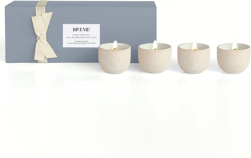 Votive Candle Gift Set | Balance, Focus, Nostalgia, Calm | 4Pk of Wellness, Trav