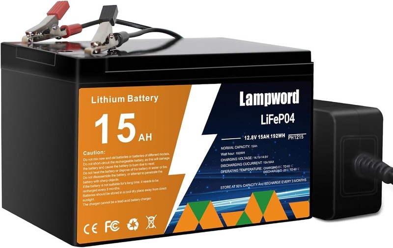 Lithium Battery 12V 15Ah LiFePO4 Battery 4000+ Deep Cycle Rechargeable