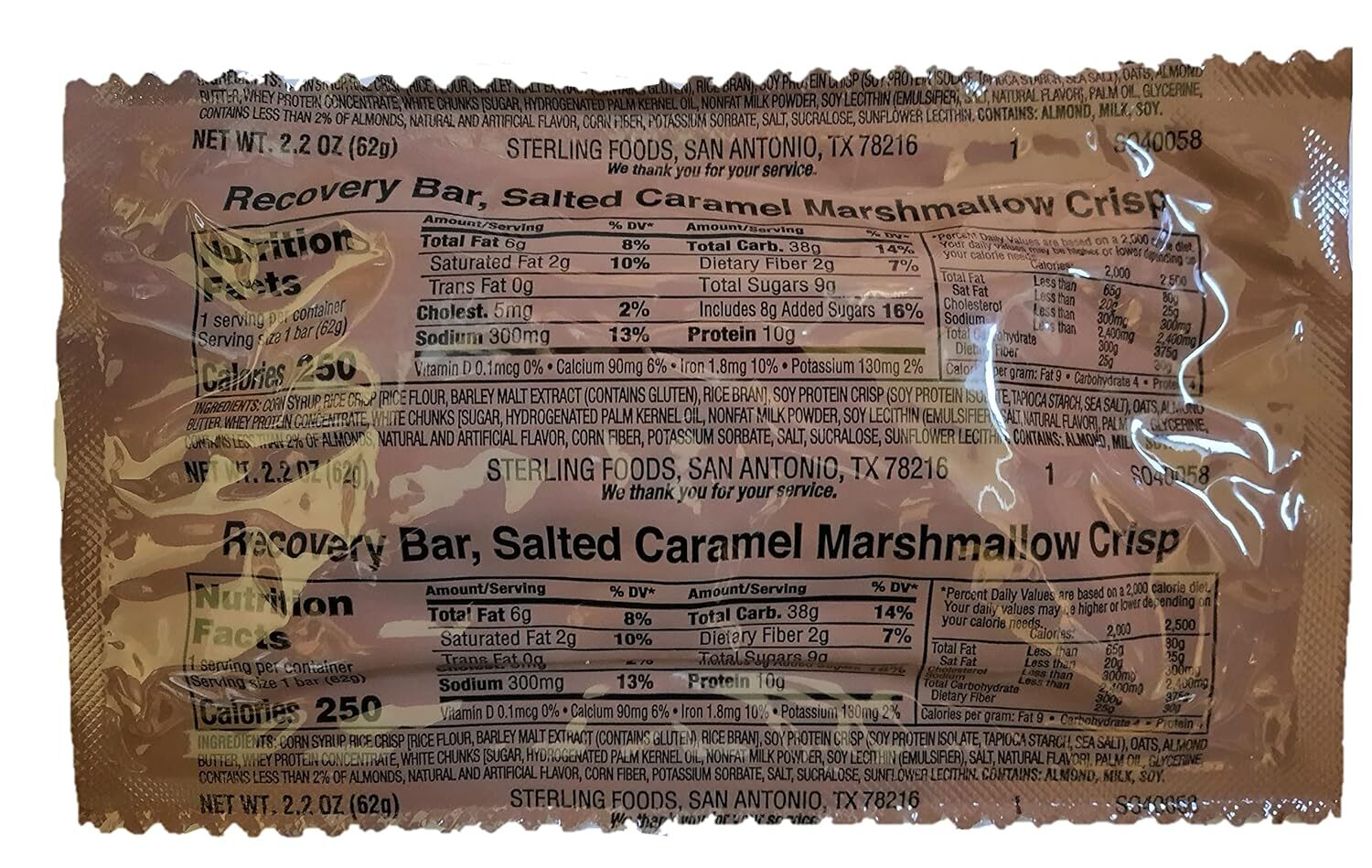 MRE Salted Caramel Recovery Bar, Full Size [2.2 oz.] - 6, 12, 24 and 48 Packs!