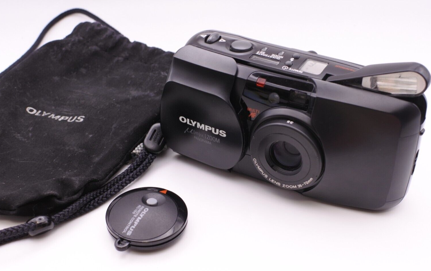 #56★良品★OLYMPUS μ mju ZOOM PANORAMA Olympus μ mju Zoom Panorama Film Camera w/ case [Tested