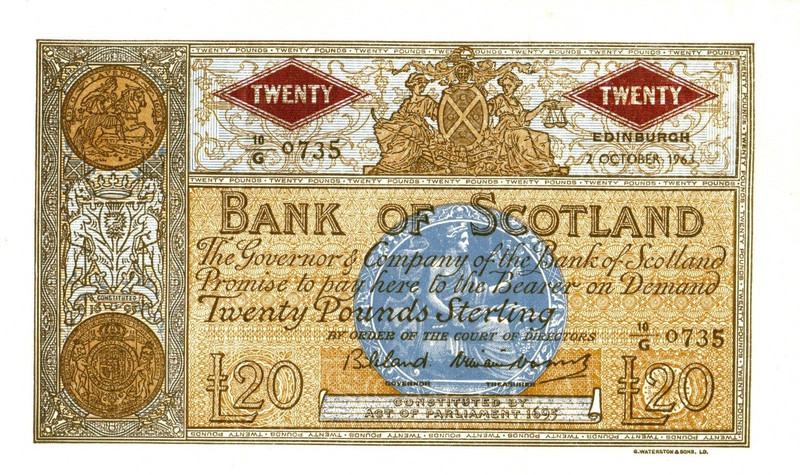 Scotland  20 Pounds   1963   Vf  Pick 94