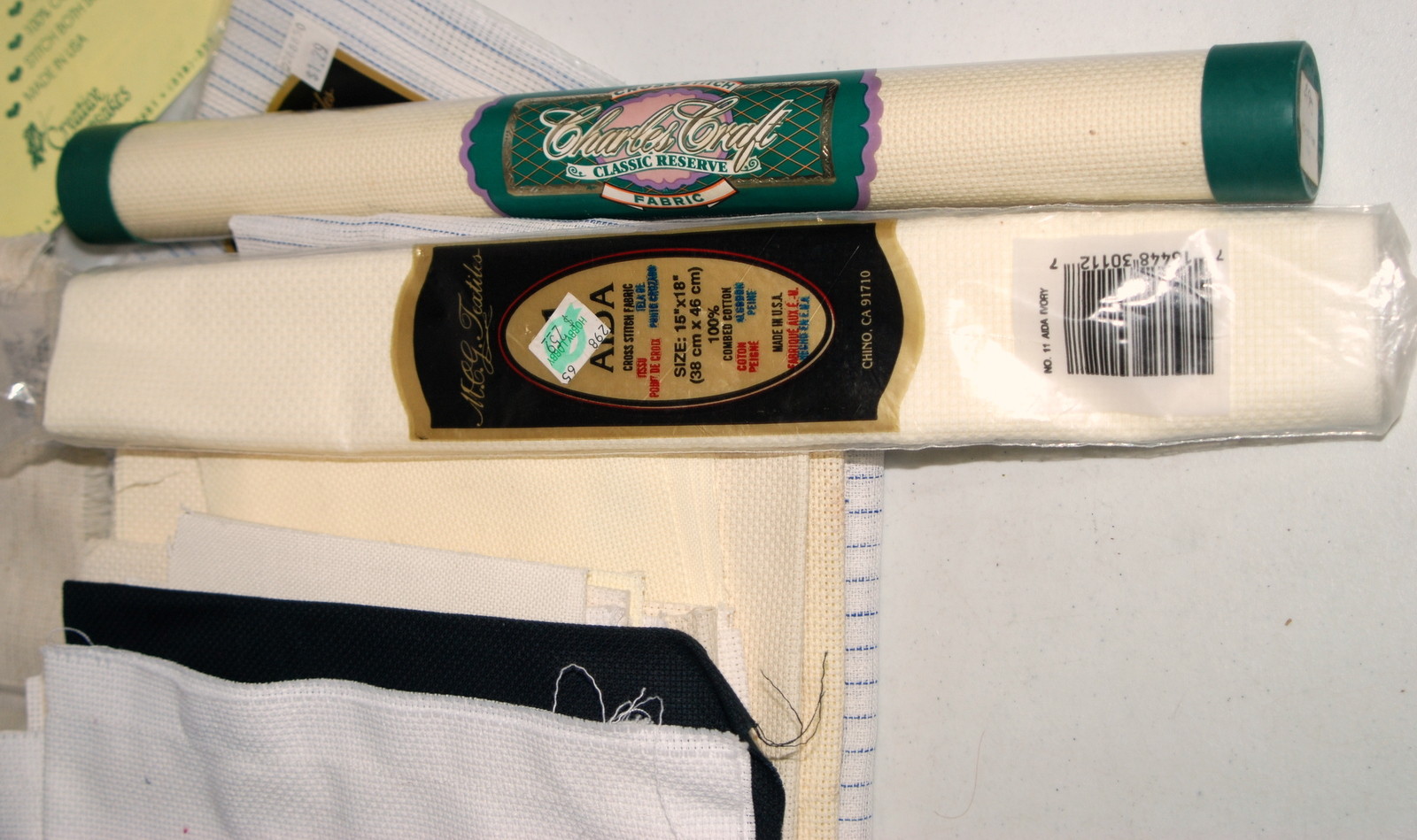 Aida Cloth Counted Cross Stitch Fabric Lot Charles Craft Hopscotch Plaid Colors