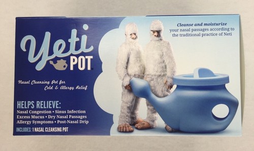 Yeti Neti Pot Homeopathic Nasal Cleansing Pot 20 Saline Packets Cold Allergy