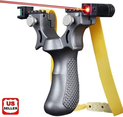 Hunting Professional Catapult Laser Slingshot With Rubber Aim Point Target HOT