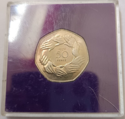 1x  50 Pence Rare Commemorative Coin issued in 1st Jan 1973 (52 Years Old)