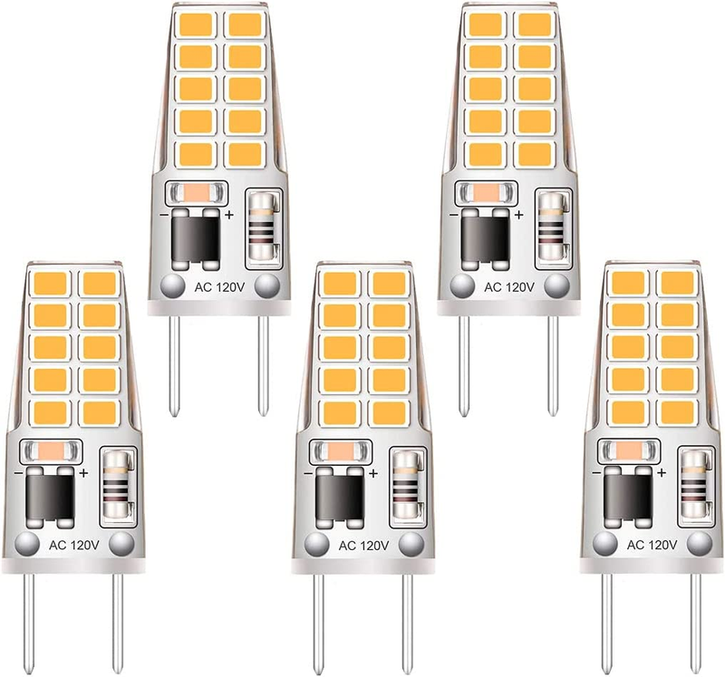 5 Pack G8 Led Bulb Soft White 2700K 120V 3W Equivalent to G8 Halogen Bulb 35W T