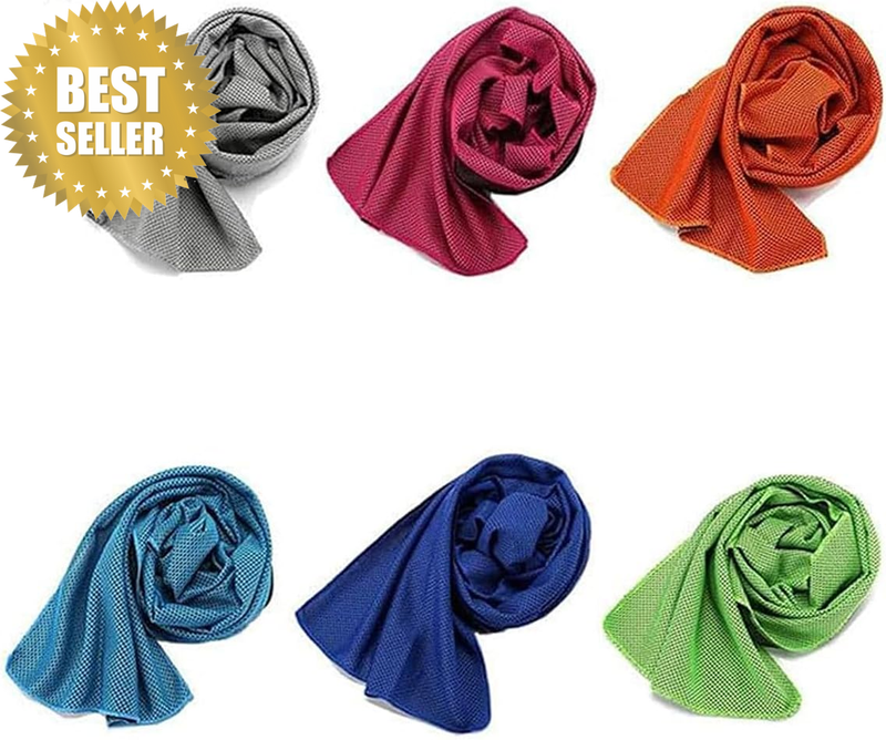 6Pcs Cooling Towel, Ice Towel for Neck Face, Microfiber Instant Cool Towel, Soft