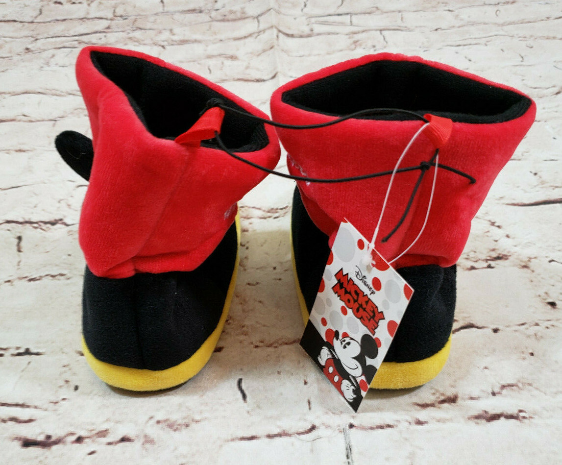 Disney Mickey Mouse Kids Boot Slippers Unisex Boy Girl Size 9-10 Hard Soles NEW