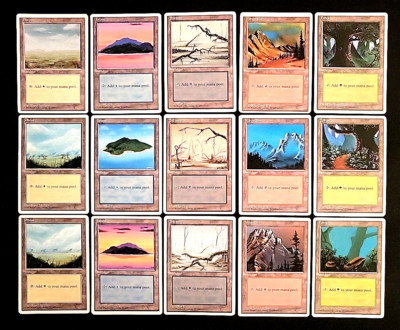 MTG 4TH EDITION COLLECTOR SET - ALL BASIC LANDS 1 OF EACH - EXCELLENT - 4EDCSEX