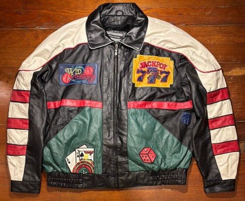 VTG 90s Las Vegas Casino Leather Jacket Stalian By Michael