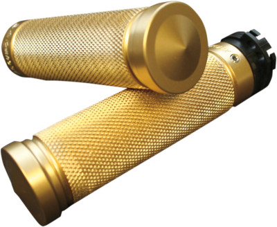 Accutronix Custom Gothic Style Brass Hand Grips for Harley Cable Throttle