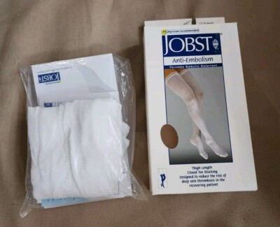 JOBST Anti-Embolism Thigh Highs Silicone Band 18mmHg (White) Large Regular