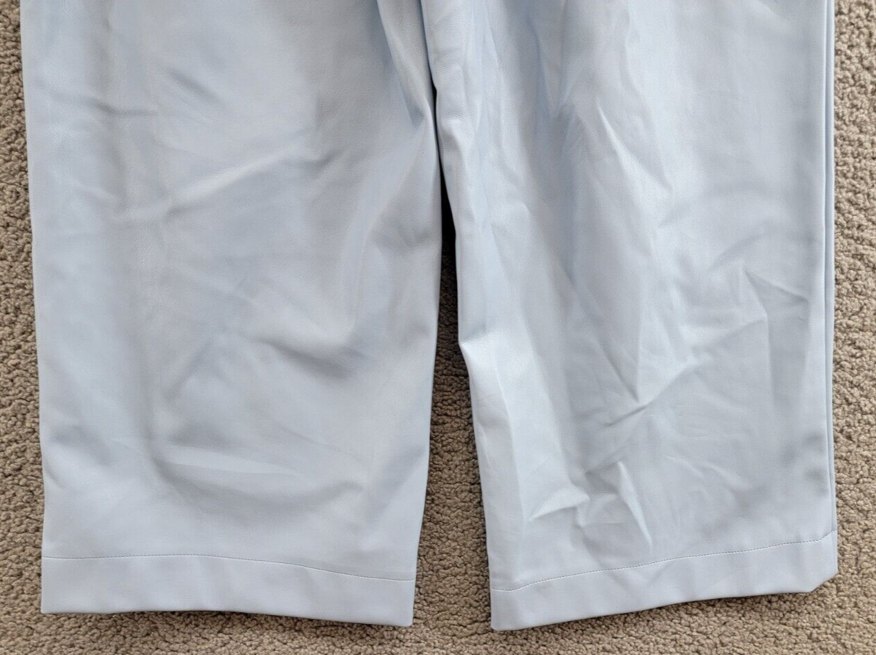 Avec Les Filles Double Front-Zip Wide-Leg Faux-Leather Pants Womens 4 Slate Blue - Picture 13 of 17