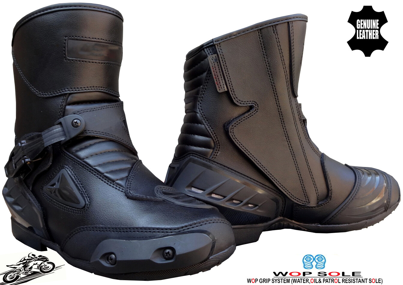 靴 real leather short biker boots MENS REAL LEATHER SHORT CE MOTORBIKE MOTORCYCLE RACING