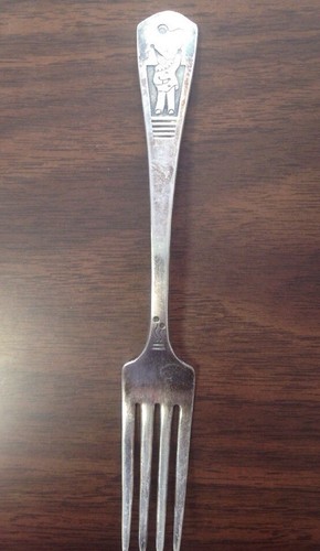 Vintage Silverplate Baby Fork Clown Long Handle