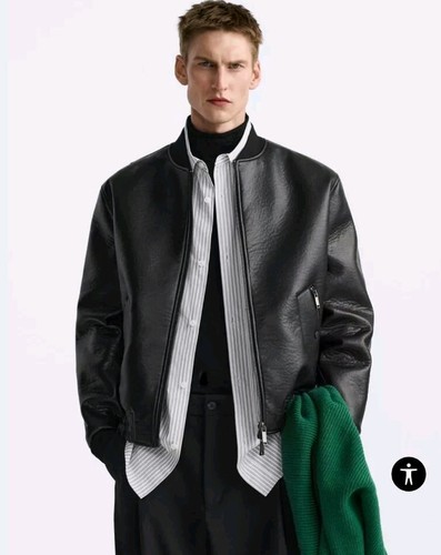 ZARA FAUX LEATHER BOMBER JACKET SIZE L | eBay