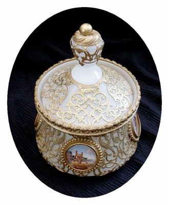 Grand Tour White Opaline Covered Box