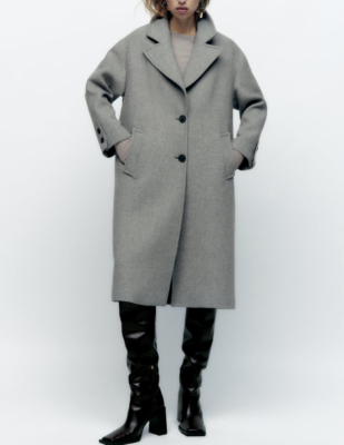 ZARA WOMEN NEW WOOL BLEND OVERSIZED COAT GRAY 8822 298 M eBay