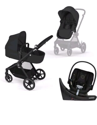 New Cybex EOS 5-in-1 Travel System Stroller + Lightweight Aton G Seat Black