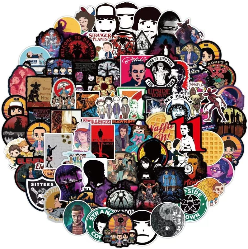 100PCS Stranger Things Movie Stickers Halloween Decorations Laptop Skateboard