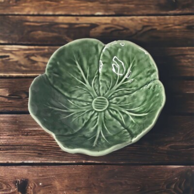 One World Market Cabbage Green Fruit Dessert Bowl 4 1/2'' Dish Portugal NEW