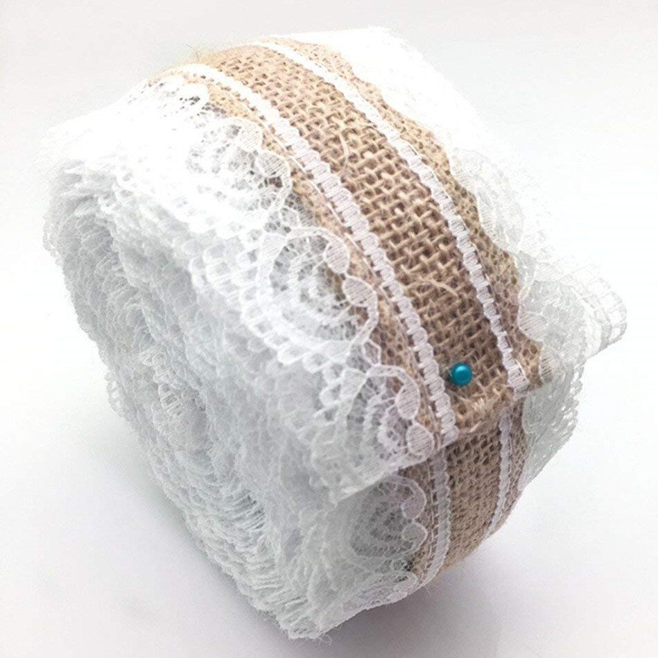 Ribbon Burlap Laces Jute Rolls Wedding Decor Diy Tape Rustic