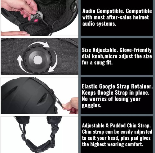 Turboske Ski Helmet, Snowboard Helmet Snow Sports Helmet, Audio Compatible & S